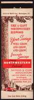 Vintage matchbook cover NORTHWESTERN FEDERAL full length redwood Takoma Park DC