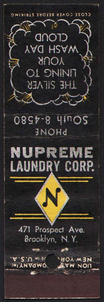 Vintage matchbook cover NUPREME LAUNDRY CORP Brooklyn New York Midget size