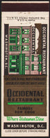 Vintage matchbook cover OCCIDENTAL RESTAURANT building pictured Washington DC