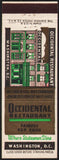 Vintage matchbook cover OCCIDENTAL RESTAURANT building pictured Washington DC