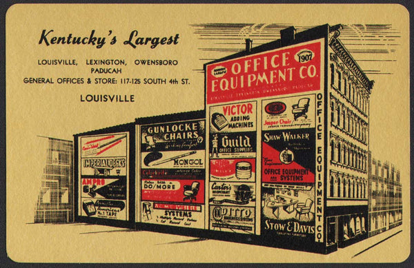 Vintage playing card OFFICE EQUIPMENT CO Louisville Owensboro Paducah Kentucky