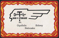 Vintage playing card OGALLALA TRUCK LINE indian outline Ogallala Sidney Nebraska