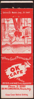 Vintage matchbook cover OK CAFE woman and horse by coral pictured Tucson Arizona