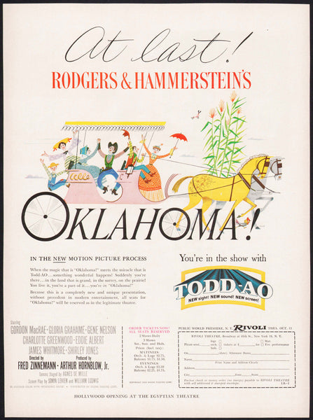 Vintage magazine ad OKLAHOMA movie from 1958 Rodgers and Hammerstein full color