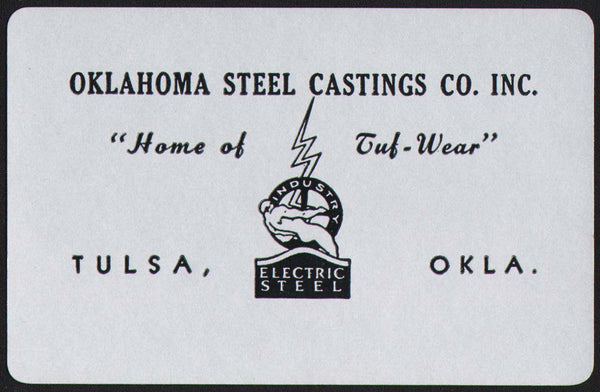 Vintage playing card OKLAHOMA STEEL CASTINGS Home of Tuf-Wear Tulsa Oklahoma
