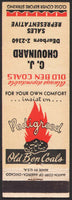 Vintage matchbook cover OLD BEN COALS DEarborn 2- 2360 C J Chouinard Sales Rep