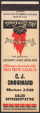Vintage matchbook cover OLD BEN COALS DEarborn 2- 2360 C J Chouinard Sales Rep