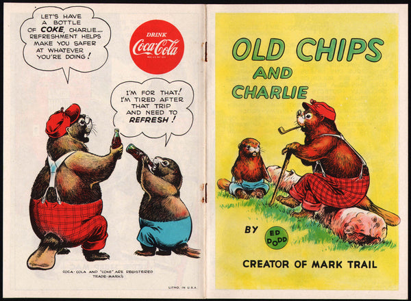 Vintage booklet OLD CHIPS AND CHARLIE COCA COLA dated 1954 Ed Dodd art n-mint
