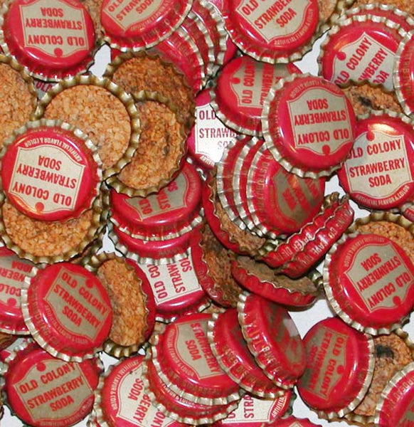 Soda pop bottle caps Lot of 12 OLD COLONY STRAWBERRY cork lined new old stock
