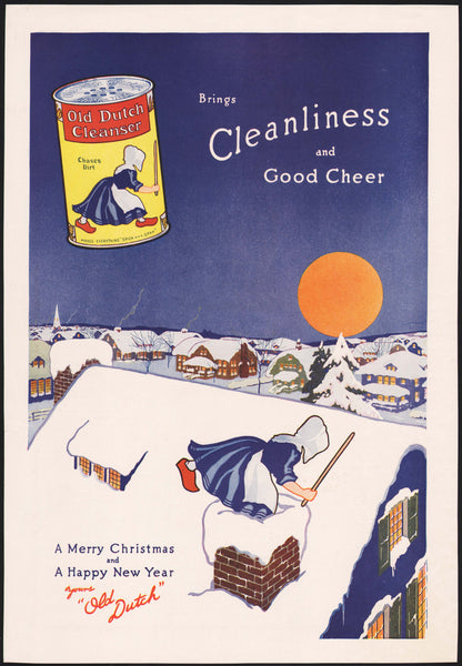 Vintage magazine ad OLD DUTCH CLEANSER woman 1918 Merry Christmas Happy New Year