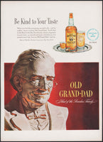 Vintage magazine ad OLD GRAND DAD Bourbon Whiskey from 1949 bottle and man pictured