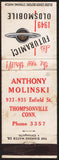 Vintage matchbook cover OLDSMOBILE 1949 Futuramic Anthony Molinski Thompsonville