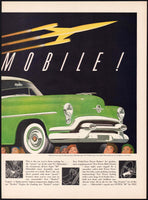 Vintage magazine ad OLDSMOBILE 1953 rocket and Olds 88 pictured on two pages