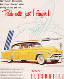 Vintage magazine ad OLDSMOBILE ROCKET 88 from 1952 picturing a yellow Super 88