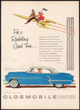 Vintage magazine ad OLDSMOBILE SUPER 88 HOLIDAY 1953 man and woman riding rocket