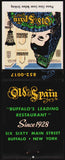 Vintage full matchbook OLD SPAIN restaurant with woman pictured Buffalo New York