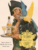 Vintage magazine ad OLD ST CROIX IMPORTED RUM 1943 pirate and parrot pictured