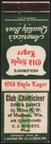Vintage matchbook cover HEILEMANS OLD STYLE LAGER Club Chanticleer Madison Wisconsin