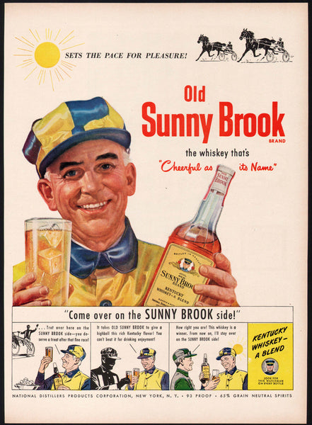 Vintage magazine ad OLD SUNNY BROOK KENTUCKY WHISKEY 1949 Horse jockey pictured