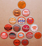 Vintage soda pop bottle caps ORANGE FLAVORS Lot of 17 different new old stock