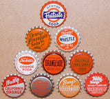 Vintage soda pop bottle caps ORANGE COLORS Lot of 19 different new old stock