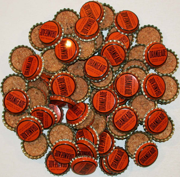 Soda pop bottle caps Lot of 100 ORANGEADE cork lined unused and new old stock