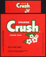 Vintage soda pop bottle label CRUSH ORANGE 32oz size Superior Gary Indiana n-mint