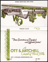 Vintage full matchbook OTT and MITCHELL Funeral Home pictured Independence MO