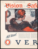 Vintage magazine ad OVERLAND AUTOMOBILE all steel 1924 Baumgartner art two page