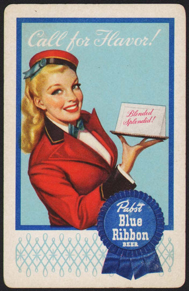 Vintage playing card PABST BLUE RIBBON BEER blue woman pictured