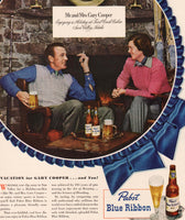 Vintage magazine ad PABST BLUE RIBBON BEER 1948 Gary Cooper and wife pictured