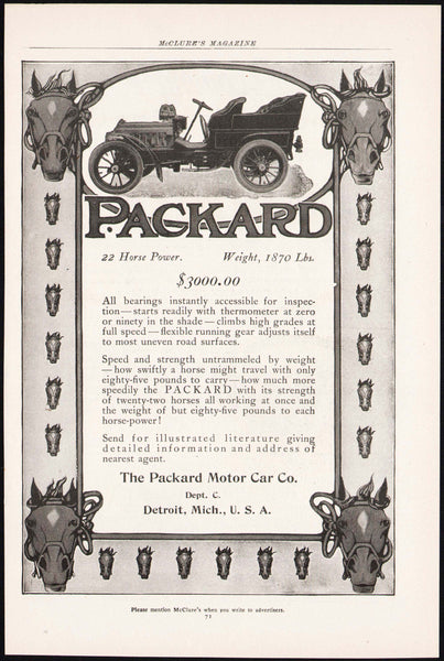 Vintage magazine ad PACKARD from 1904 car pictured Packard Motor Car Detroit