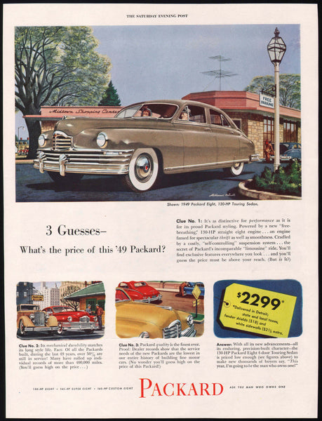 Vintage magazine ad PACKARD 1949 Packard Eight Sedan Melbourne Brindle artwork