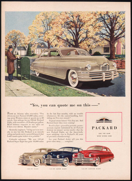 Vintage magazine ad PACKARD from 1948 automobile pictured Melbourne Brindle art