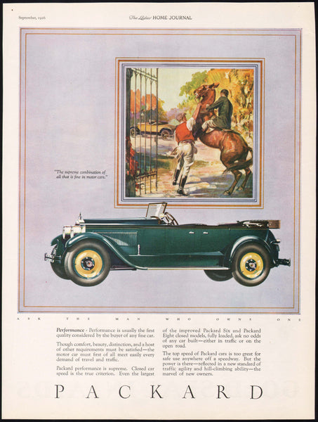 Vintage magazine ad PACKARD automobile 1926 picturing convertible car