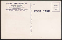 Vintage postcard PADDYS CLAM HOUSE picturing the restaurant New York City linen