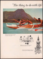 Vintage magazine ad PAN AMERICAN AIRLINE 1956 Norman Rockwell Hawaiian art 2 page