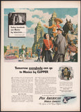 Vintage magazine ad PAN AMERICAN WORLD AIRWAYS from 1945 Mexico by Clipper pictured