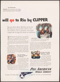 Vintage magazine ad PAN AMERICAN AIRWAYS from 1945 Rio Tomorrow Thousands 2 page