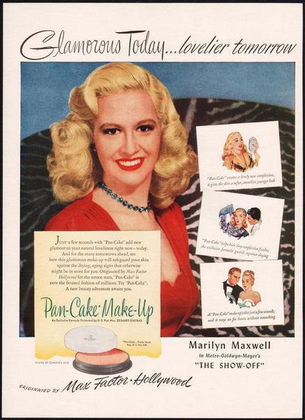 Vintage magazine ad PAN CAKE MAKE UP from 1946 Marilyn Maxwell in The Show Off