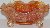 Vintage berry bowl PANTHER BUTTERFLY and BERRY carnival glass marigold undamaged