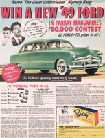 Vintage magazine ad PARKAY MARGARINE 1948 baby naming contest to win a 49 Ford