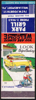 Vintage matchbook cover PARK GRILL boy and car pictured Bill Maurer Williamsport PA