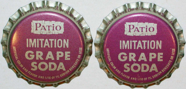 Soda pop bottle caps PATIO GRAPE by Pepsi Cola Lot of 2 cork lined new old stock