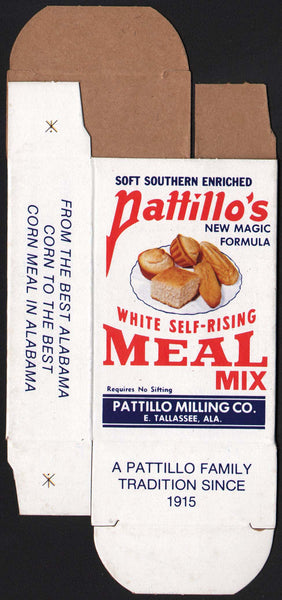 Vintage box PATTILLOS MEAL MIX marked Sample East Tallassee Alabama unused n-mint
