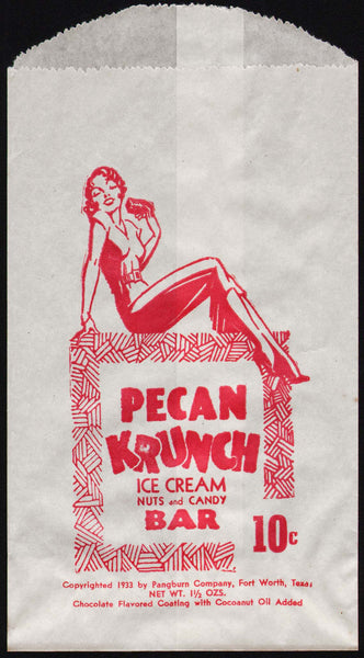 Vintage bag PECAN KRUNCH ice cream pin up girl 1933 Pangburn Fort Worth Texas