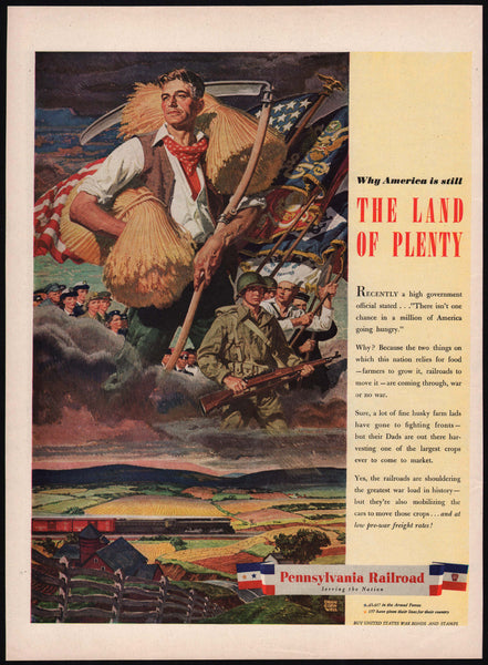 Vintage magazine ad PENNSYLVANIA RAILROAD from 1944 America The Land of Plenty