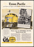 Vintage magazine ad PENNZOIL MOTOR OIL 3 owls logo 1939 Union Pacific train pictured