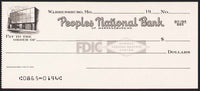 Vintage bank check PEOPLES NATIONAL BANK Warrensburg Missouri bank pictured n-mint
