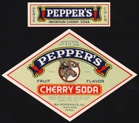 Vintage soda pop bottle label PEPPERS CHERRY moose pictured Ashland PA unused